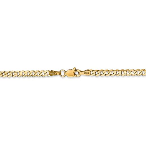 3mm, 14k Yellow Gold, Open Concave Curb Chain Necklace, 22 Inch